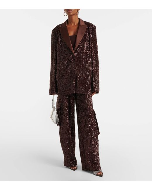 ROTATE BIRGER CHRISTENSEN Brown Sequined Blazer