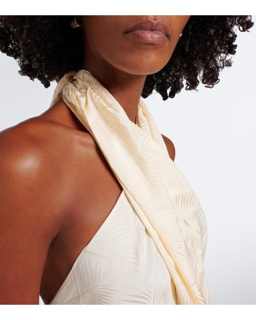 Johanna Ortiz White Silent Water Jacquard Halterneck Top