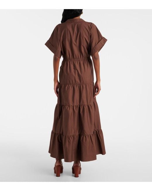 Adriana Degreas Brown Tiered Cotton Shirt Dress