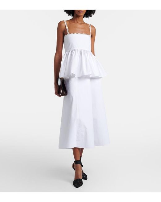 Jacquemus White Traversin Cotton Poplin Peplum Top