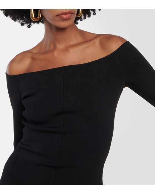 Abito Midi Aphrodite Con Scollo Bardot di Galvan in Black