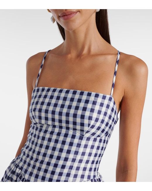 Self-Portrait Blue Gingham Midi Dress