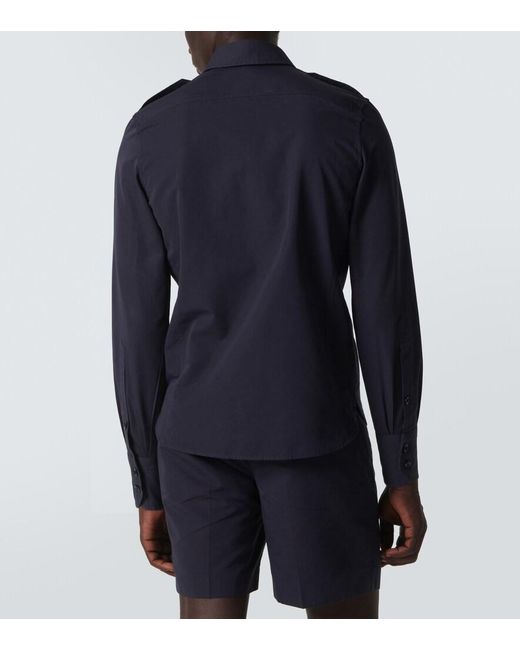 Tom Ford Blue Cotton And Silk Poplin Shirt for men