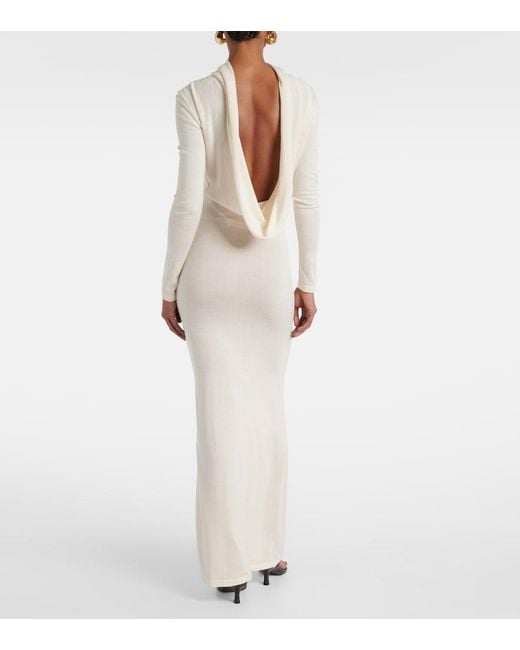 AYA MUSE White Viva Knitted Silk And Cashmere Maxi Dress