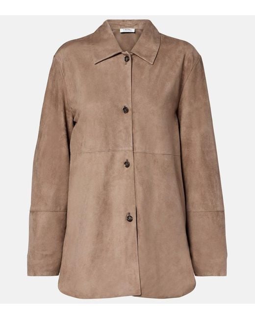 Max Mara Brown Hemdjacke Estate Aus Veloursleder