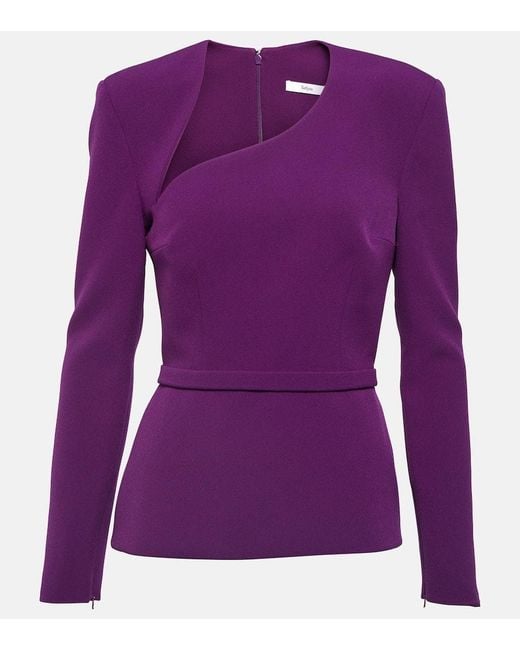 Safiyaa Purple Top aus Crepe mit Cut-outs