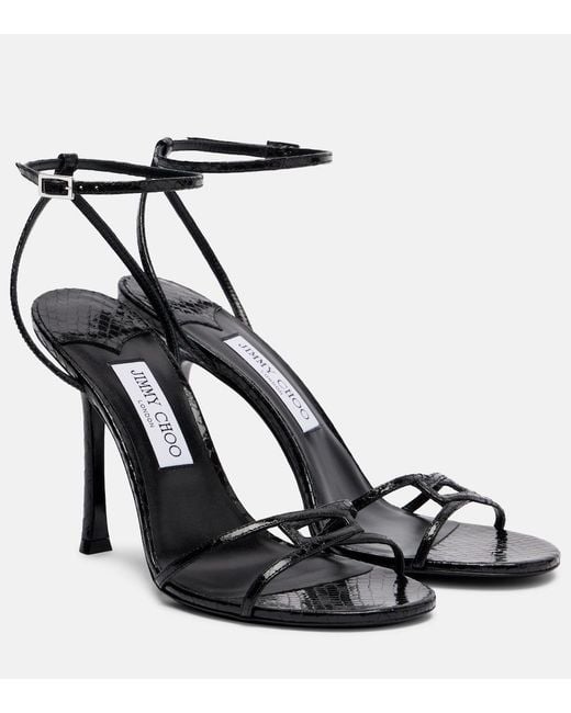 Jimmy Choo Black Leo 100 Leather Sandals