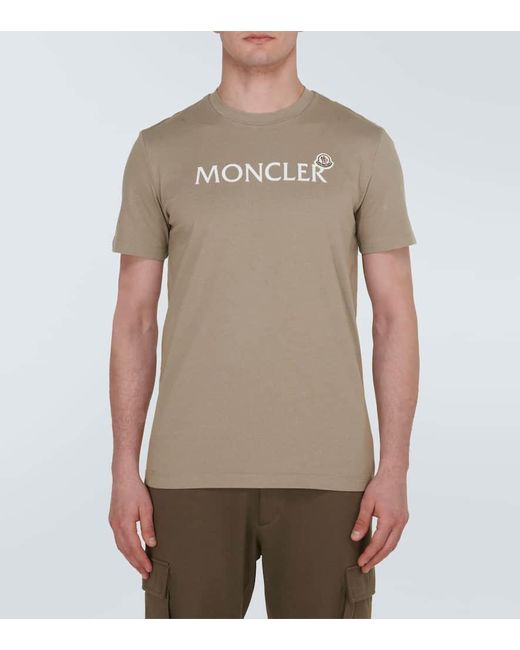 Moncler T-Shirt aus Baumwoll-Jersey in Natural für Herren
