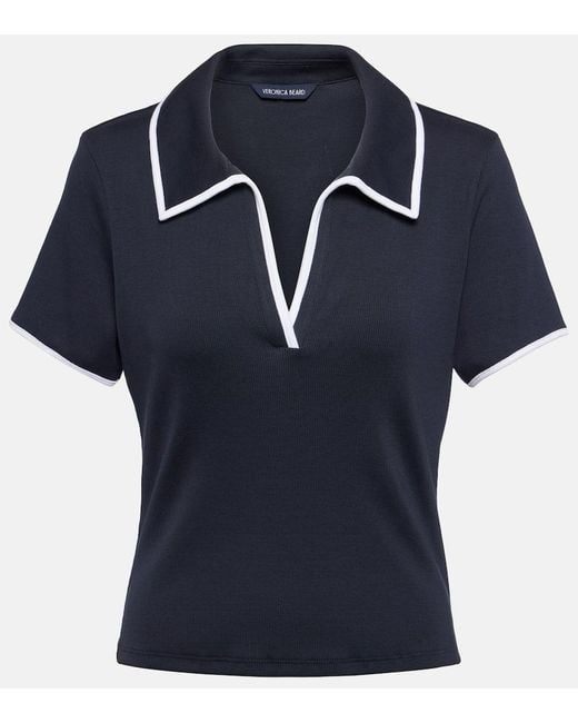 Veronica Beard Blue Kearney Cotton-blend Polo Shirt