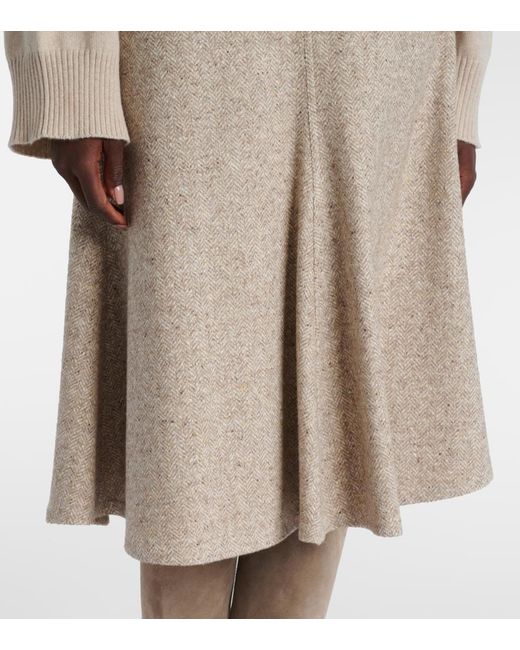Brunello Cucinelli Natural Monili Wool And Silk-Blend Midi Skirt