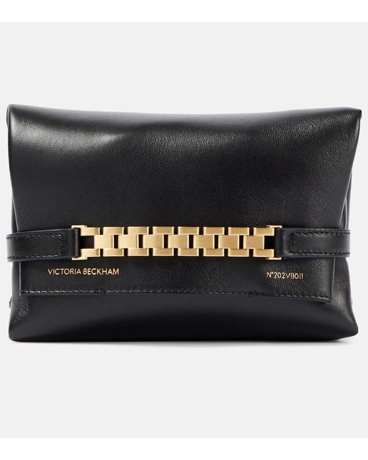 Victoria Beckham Black Chain Mini Leather Pouch With Strap