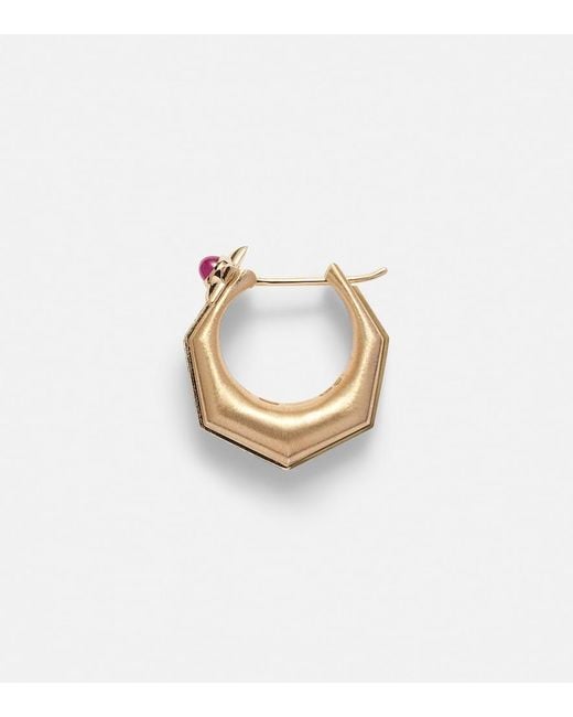 Marie Lichtenberg White Baba Medium 18Kt Single Hoop Earring With Diamonds And Ruby