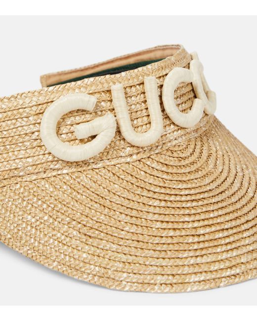 Visiere Stella en paille a logo Gucci en coloris Metallic