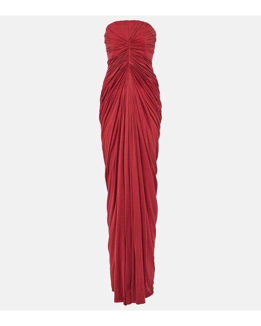Rick Owens Red Radiance Cotton Jersey Bustier Gown