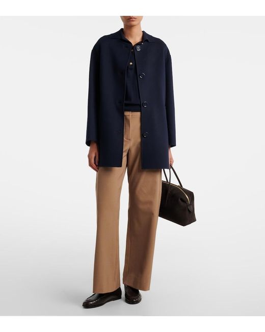 Max Mara Brown Cotton-Blend Wide-Leg Pants