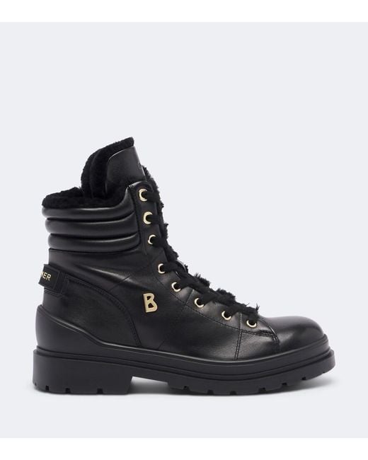 Bogner Black St Moritz S 14 B Leather Lace-Up Boots