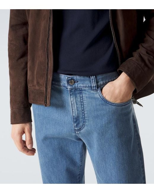 Canali Blue Slim Jeans for men