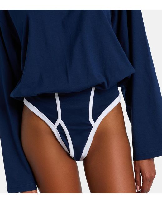 Jean Paul Gaultier Blue Cotton Bodysuit