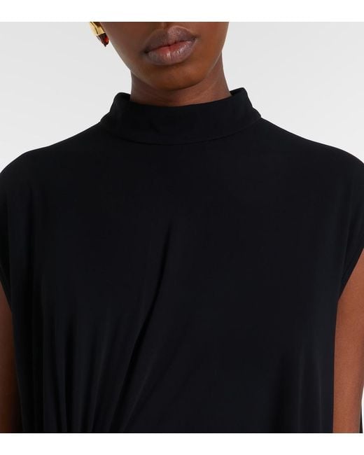 Bottega Veneta Black Asymmetric Crepe Jersey Cocktail Dress