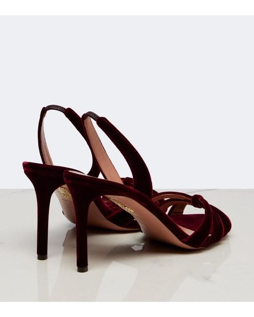 Aquazzura Red Tati Velvet Slingback Sandals