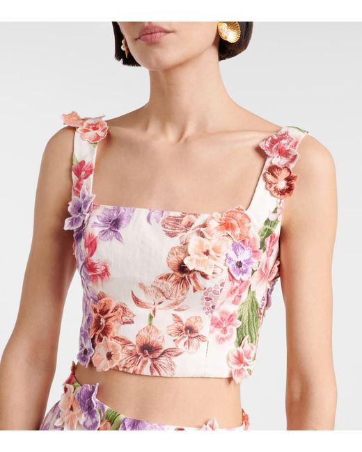 Agua Bendita Pink Cropped-Top Amanda Aus Leinen