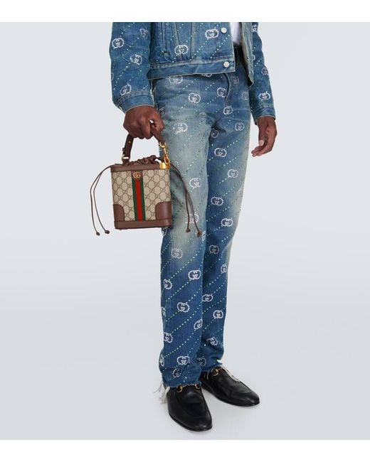 Gucci Bucket-Bag Ophidia GG aus Canvas in Brown für Herren