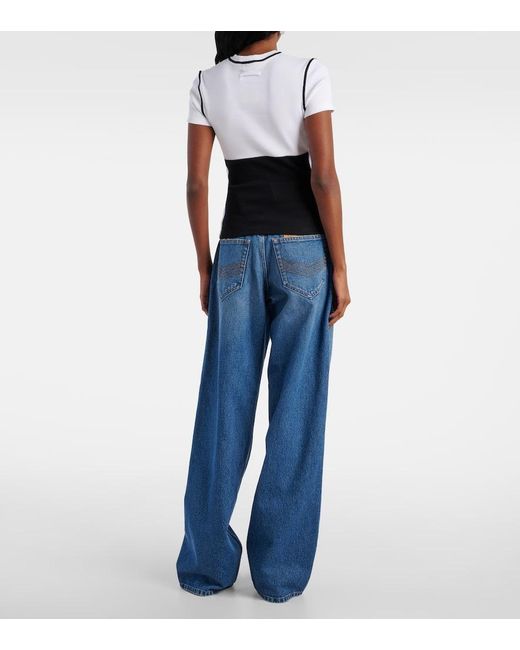 Camiseta En Jersey De Algodon Colorblock Jean Paul Gaultier de color White