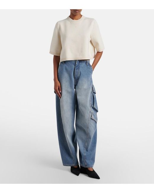 Alaïa White Cropped Cashmere And Wool-Blend Sweater
