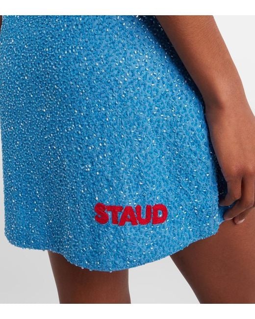 Staud Blue Le Sable Beaded Minidress