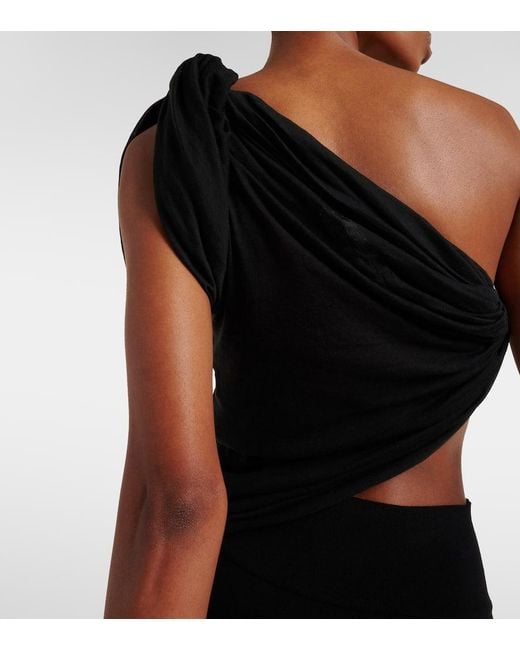 Rick Owens Black Asymmetrical Twisted T-Shirt For