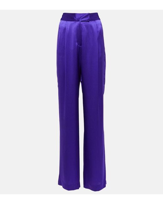 The Sei Purple High-Rise Wide-Leg Silk Satin Pants