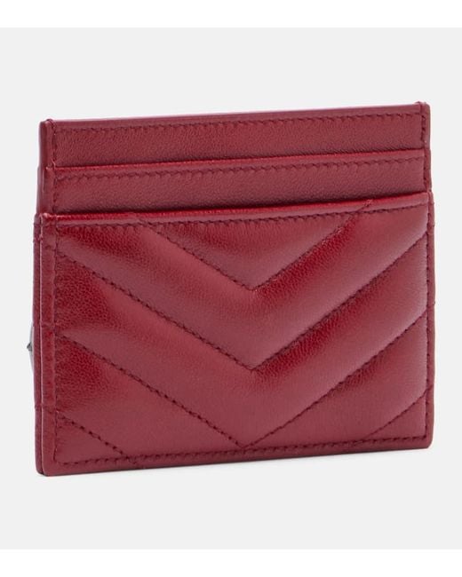 Saint Laurent Red Cassandre Matelasse Leather Card Holder