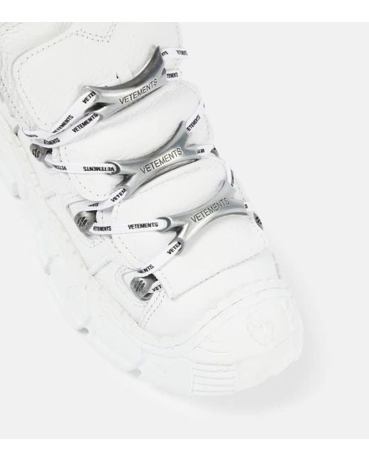 Vetements Metallic X New Rock Plateau-Sneakers aus Leder