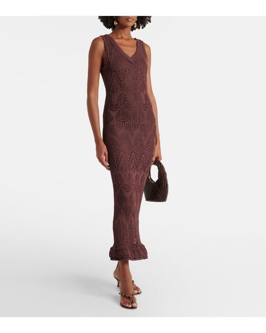 Staud Purple Roan Open-Knit Midi Dress