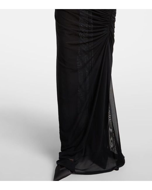 Jean Paul Gaultier Black Maxikleid Aus Mesh Mit Pailletten