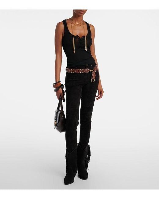 Isabel Marant Black Dorothea Suede Slim Pants