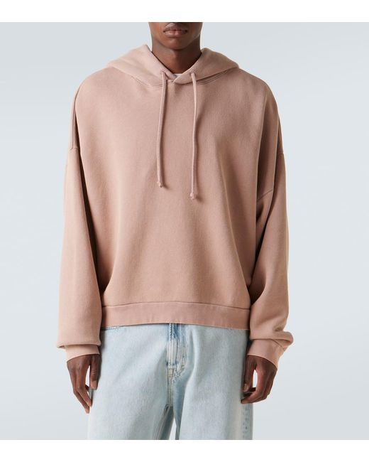Acne Pink Logo Cotton Hoodie for men