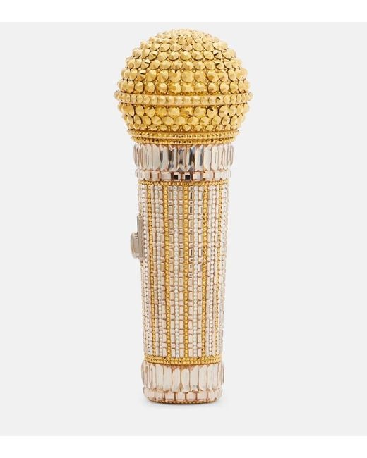 Judith Leiber Metallic Microphone Small Crystal-Embellished Clutch