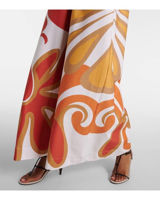 Adriana Degreas Orange Maxikleid Algae Aus Einem Baumwollgemisch