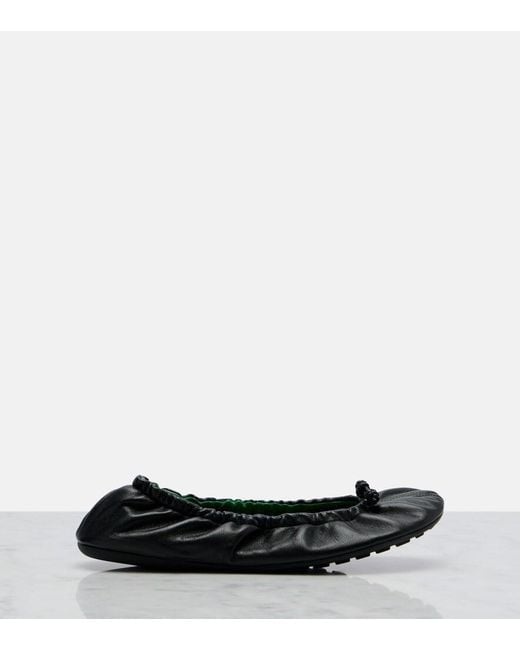 Bottega Veneta Green Fantasmina Knot Leather Ballet Flats