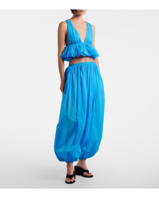 Alaïa Blue Gathered Crop Top