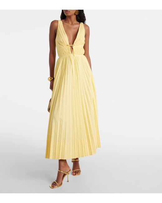 Jonathan Simkhai Yellow Stephanie Plisse Cotton-Blend Maxi Dress