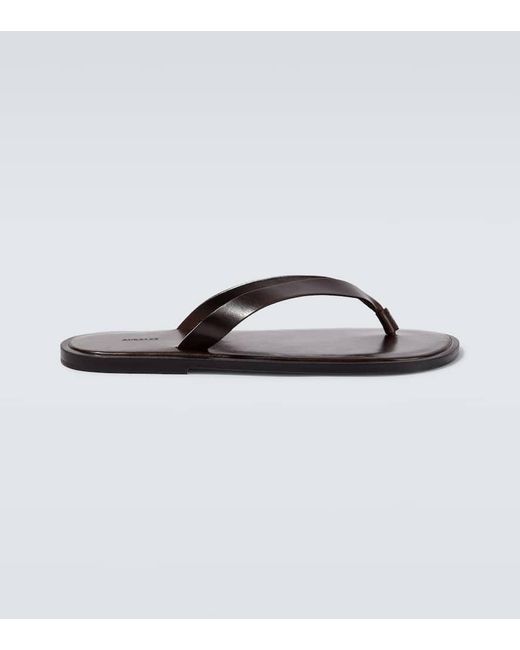 AURALEE Leather Thong Sandals in Brown for Men | Lyst