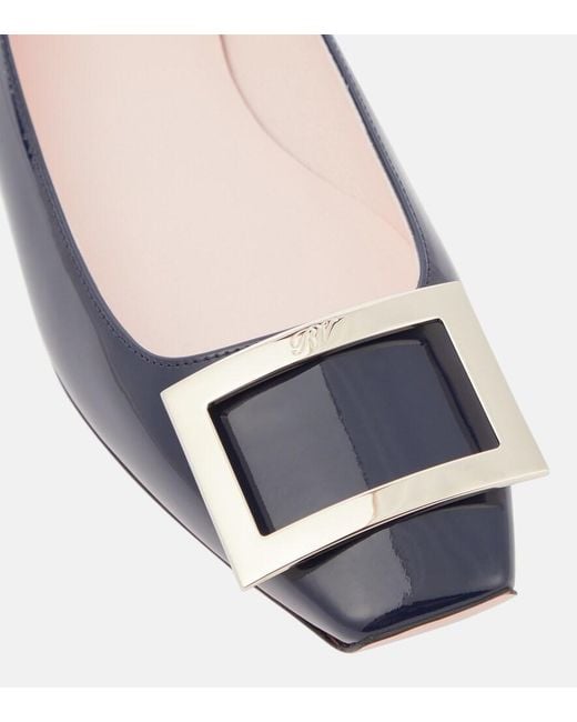 Roger Vivier Blue Trompette Patent Leather Ballet Flats