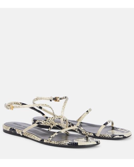 Khaite White Loop Snake-Effect Leather Sandals
