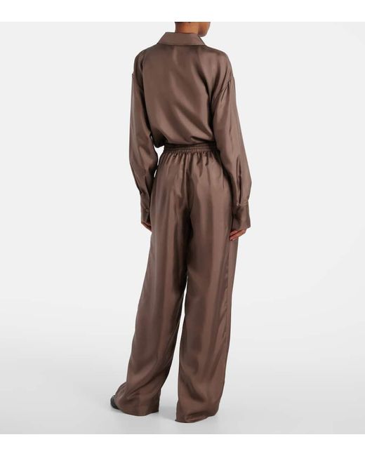 Rohe Brown Weite Hose Aus Seidensatin