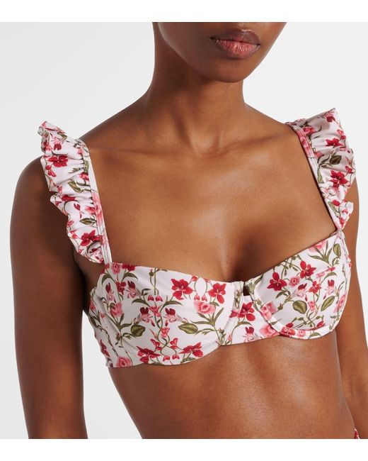 Agua Bendita Pink Kiwi Floral Bikini Top