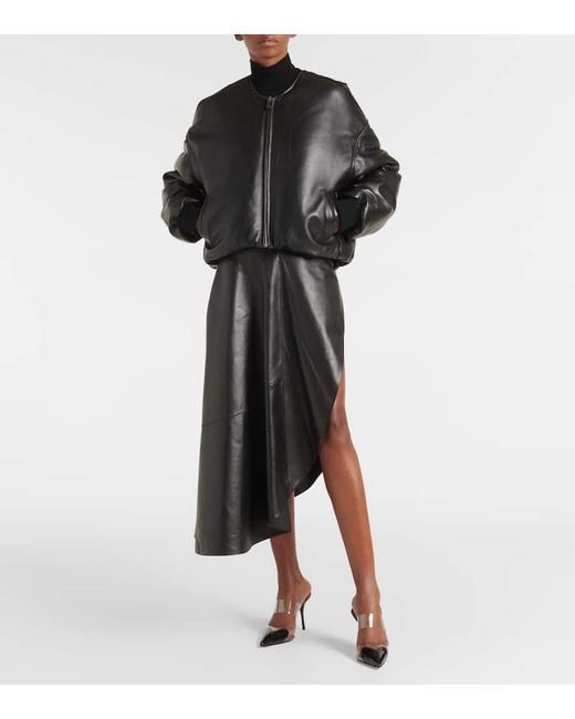 Alaïa Black Leather Bomber Jacket