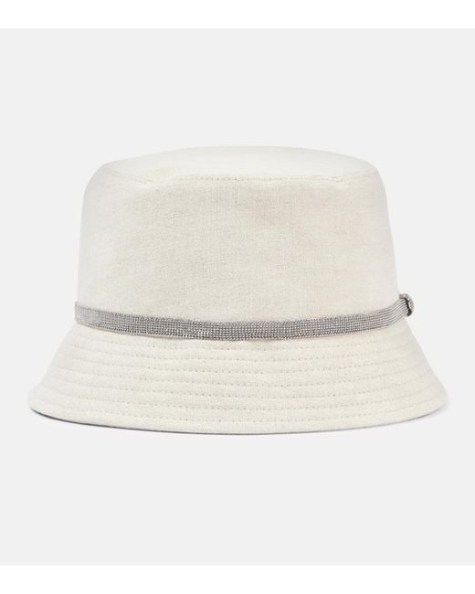 Brunello Cucinelli Natural Linen Canvas Bucket Hat