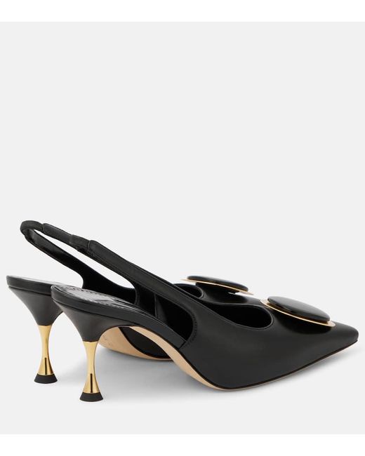 Manolo Blahnik Black Chiaran 70 Leather Slingback Pumps